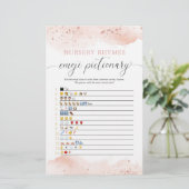 Papier Emoji pictionary baby shower jeu d'aquarelle rose (Debout devant)