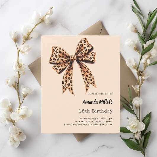 Papier Empreinte de léopard arc brun beige invitation d'a