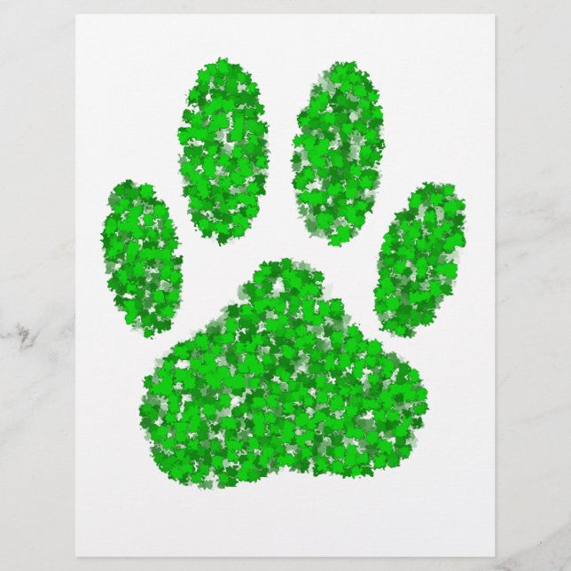Papier Empreinte de patte de chien de feuillage vert (Devant)