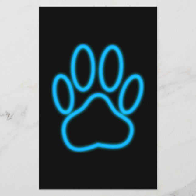 Papier Empreinte de patte de chien de Néon Bleu (Devant)