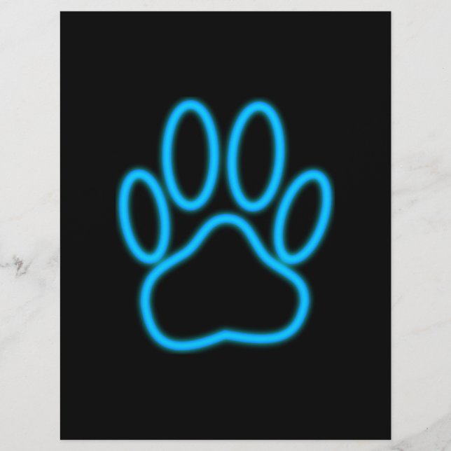 Papier Empreinte de patte de chien de Néon Bleu (Devant)