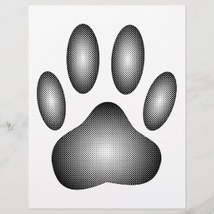 Papier Empreinte de patte de chien en dégradé noir et bla