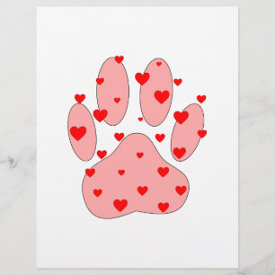 Papier Empreinte de patte rose aux coeurs
