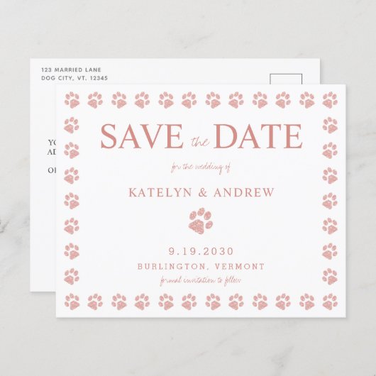 Papier Empreinte de patte Rose Parties scintillant Or Enr (Devant / Derrière)