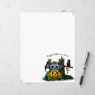 Papier En attente d'Halloween, Bat mignonne et Corbeau