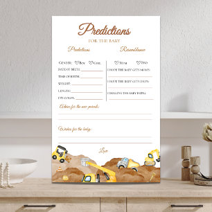 Papier en construction baby shower de prédictions Jeu