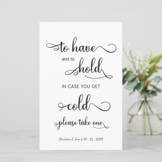 Papier "En coque, vous avez froid" Mariage noir moderne (Debout devant)