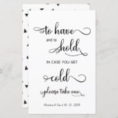 Papier "En coque, vous avez froid" Mariage noir moderne (Devant / Derrière)