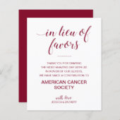 Papier En Lieu Et Place De Faveurs Charité Faire Don Mari (Devant / Derrière)