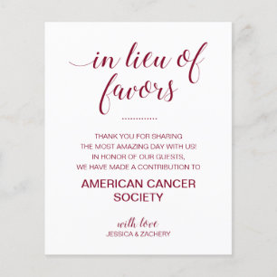 Papier En Lieu Et Place De Faveurs Charité Faire Don Mari