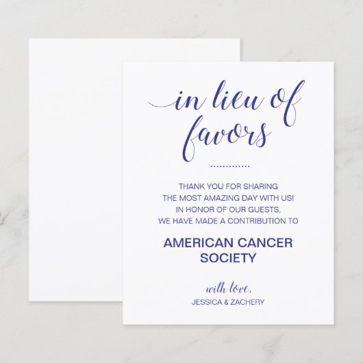 Papier En Lieu Et Place De Faveurs Organismes Faire Un Do (Devant / Derrière)