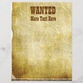 Papier en-tête à thème Recherché Old West (Devant)