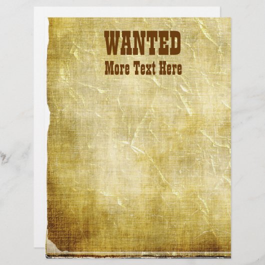 Papier en-tête à thème Recherché Old West (Devant / Derrière)