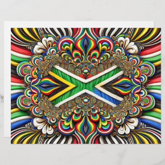 Papier En-tête avec design de couleurs sud-africaines (Devant / Derrière)