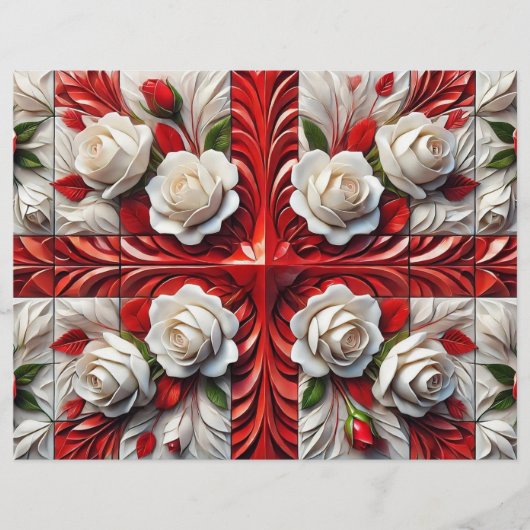 Papier En-tête avec design Rose anglais (Devant)