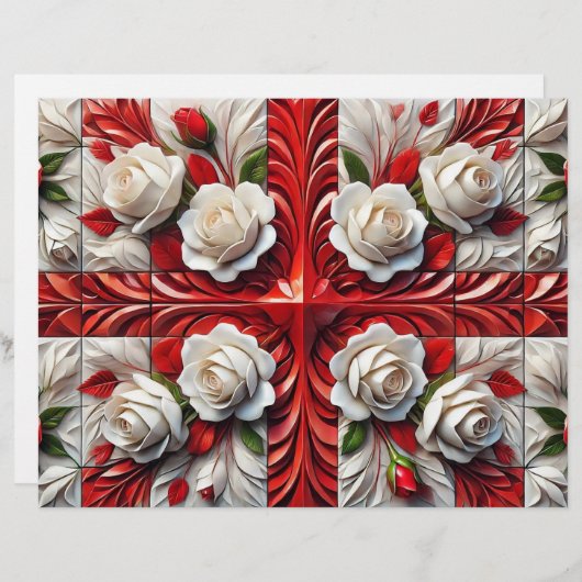 Papier En-tête avec design Rose anglais (Devant / Derrière)