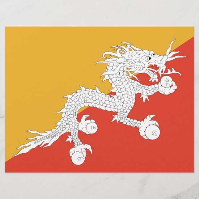 Papier En-tête avec drapeau du Bhoutan (Devant)