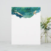 Papier En-tête bleu vert et doré (Debout devant)