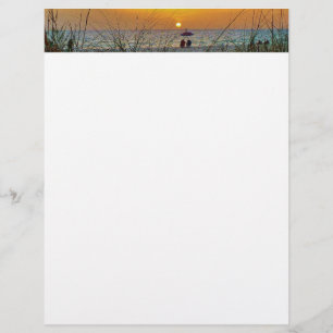 Papier En-tête de coucher de soleil sur la plage
