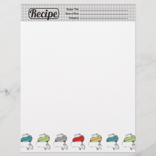 Papier En-tête de la recette de mélangeur électrique coul (Devant)