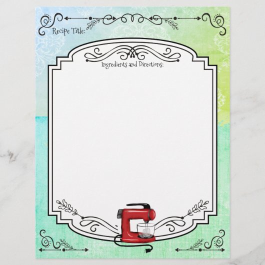 Papier En-tête de la recette du mélangeur rétro couleur p (Devant)