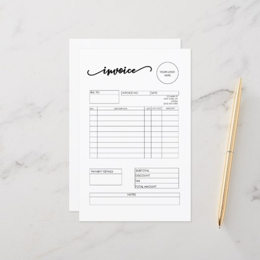 Papier En-tête de lettre Facturer les fournitures pour pe (Devant/Arrière en situation)