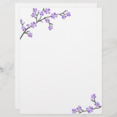 Papier En-tête de lettre Fleur de cerisier pourpre (Devant / Derrière)