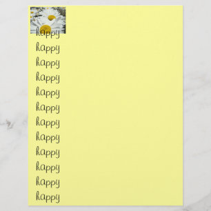 Papier En-tête de lettre fleurs de marguerite blanche heu