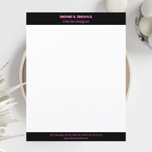Papier En-tête de lettre rose néon moderne simple profess