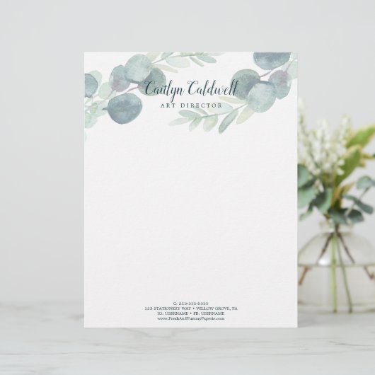 Papier En-tête de lettre vert et d'art eucalyptus (Debout devant)