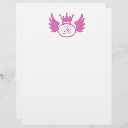 Papier En-Tête De Lettres Tiara Rose Ajoutez Votre Monogr (Devant / Derrière)