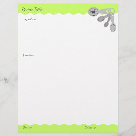 Papier En-tête de recette de cuillères de mesure de coule (Devant)
