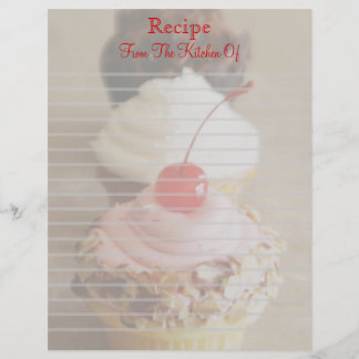 Papier En-Tête De Recette Lintée Trio De Cupcakes Cerise