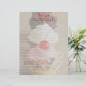 Papier En-Tête De Recette Lintée Trio De Cupcakes Cerise (Debout devant)