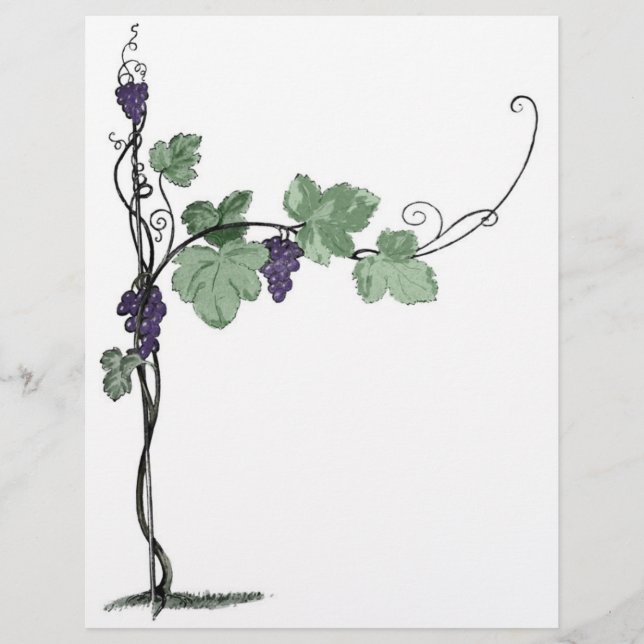 Papier En-tête des vignes de raisin (Devant)