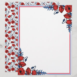 Papier En-tête du bouquet de pavot