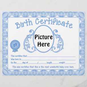 Papier En-tête du certificat de naissance de bébé garçon