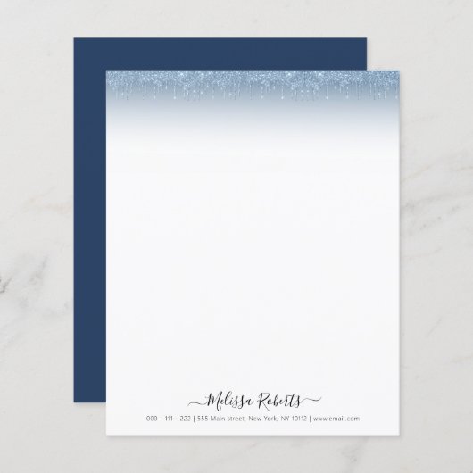 Papier en-tête du script de nom de parties scintillant bl (Devant / Derrière)