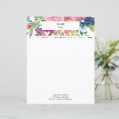 Papier En-tête florale aquarelle rose (Debout devant)