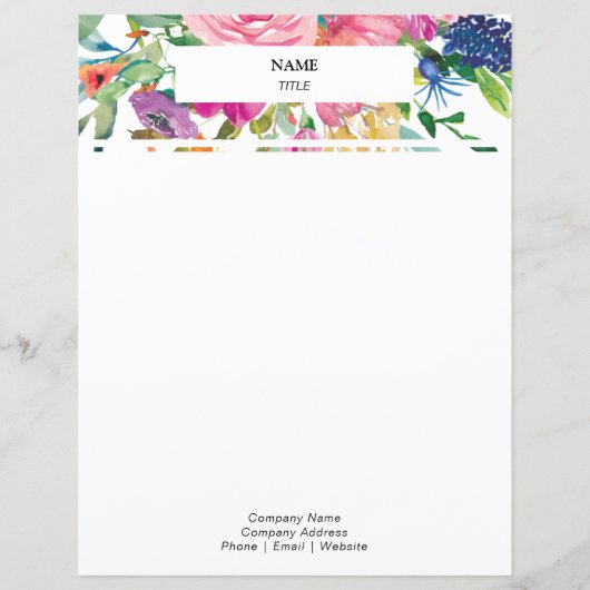 Papier En-tête florale aquarelle rose (Devant)
