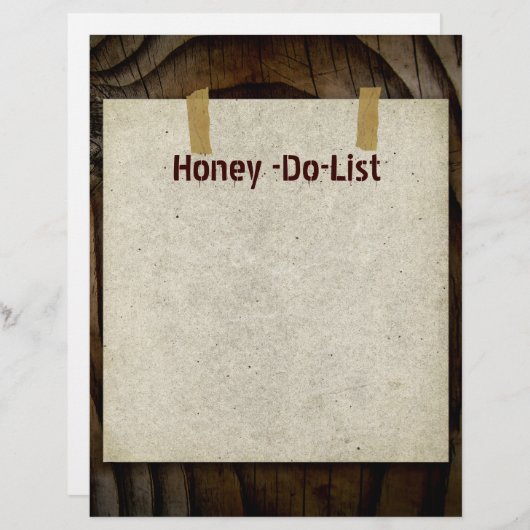 Papier en-tête Honey-Do-List (Devant / Derrière)