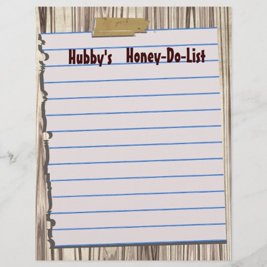Papier en-tête Honey-Do-List de Hubby (Devant)