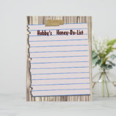 Papier en-tête Honey-Do-List de Hubby (Debout devant)