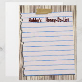Papier en-tête Honey-Do-List de Hubby (Devant / Derrière)