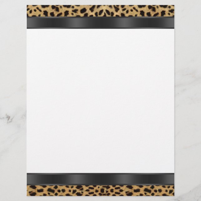 Papier En-tête Léopard Noir et Blanc (Devant)