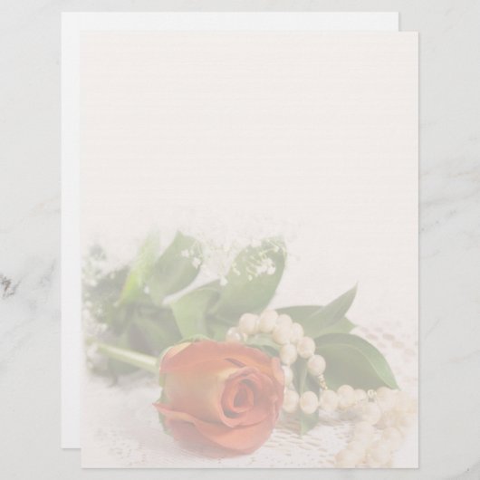 Papier En-tête rose et perles (Devant / Derrière)