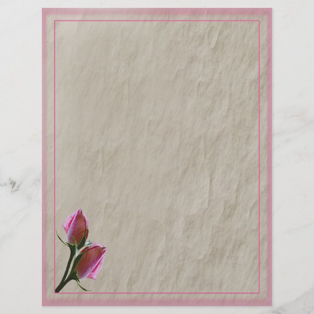 Papier En-tête rose Roses (Devant)