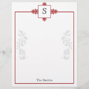 Papier En-tête rouge et blanc Damas