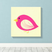 Papier en toile pour oiseaux curieux rose mignon (Insitu (Plancher de Bois))