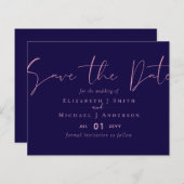 Papier EN VENTE ! Marine Blue Rosegold Enregistrer la dat (Devant / Derrière)